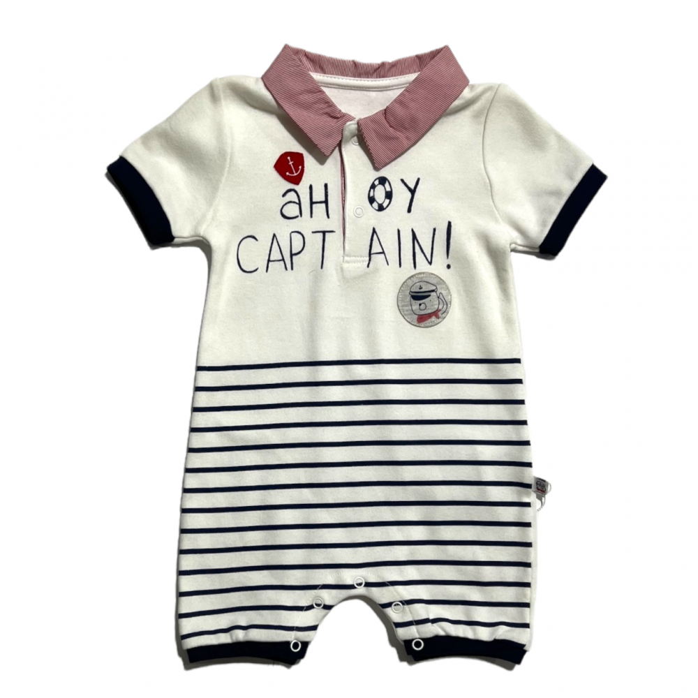 Newborn Boy Overall Ahoy Captain - Red