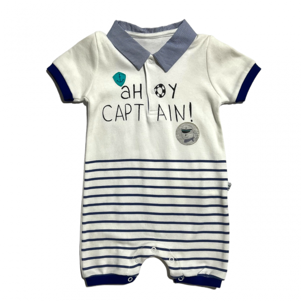 Newborn Boy Overall Ahoy Captain - Blue