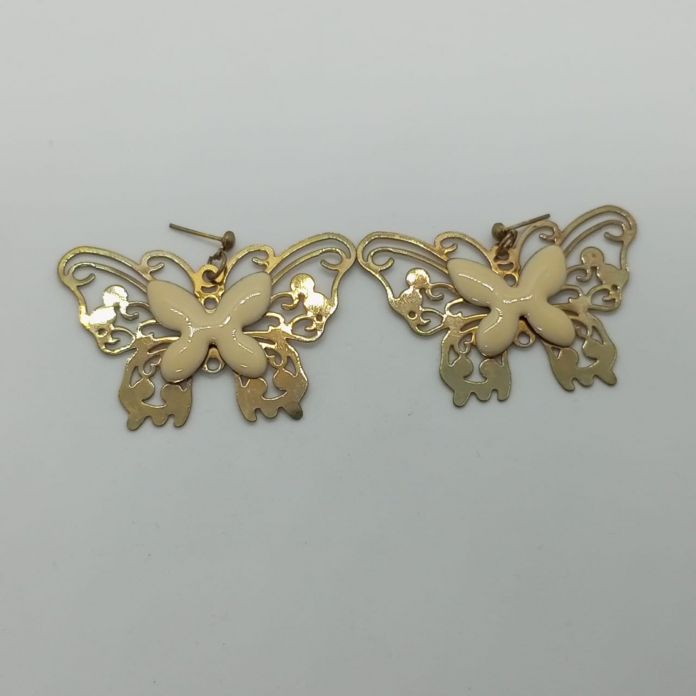 Butterfly Earrings Beige