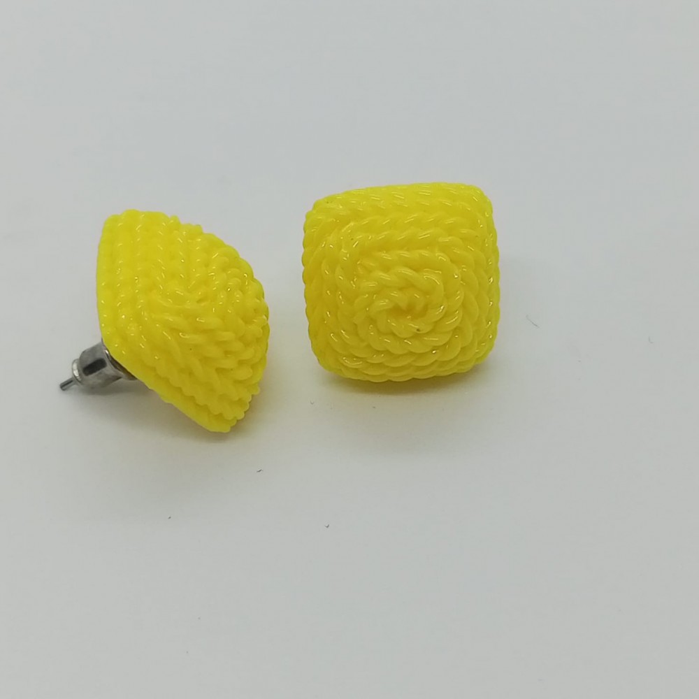Weaving Patwen Earrings Yellow