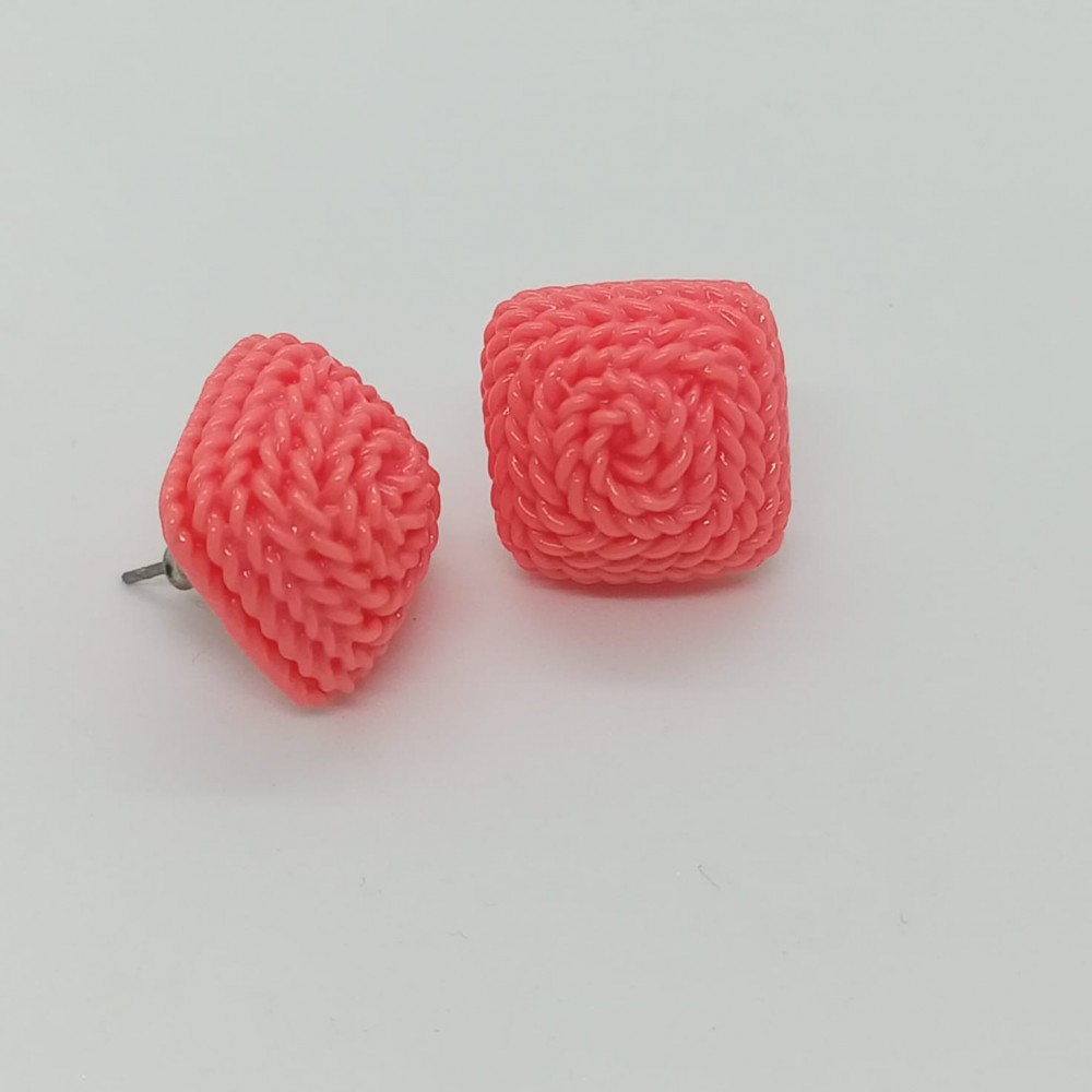 Weaving Patwen Earrings Pink