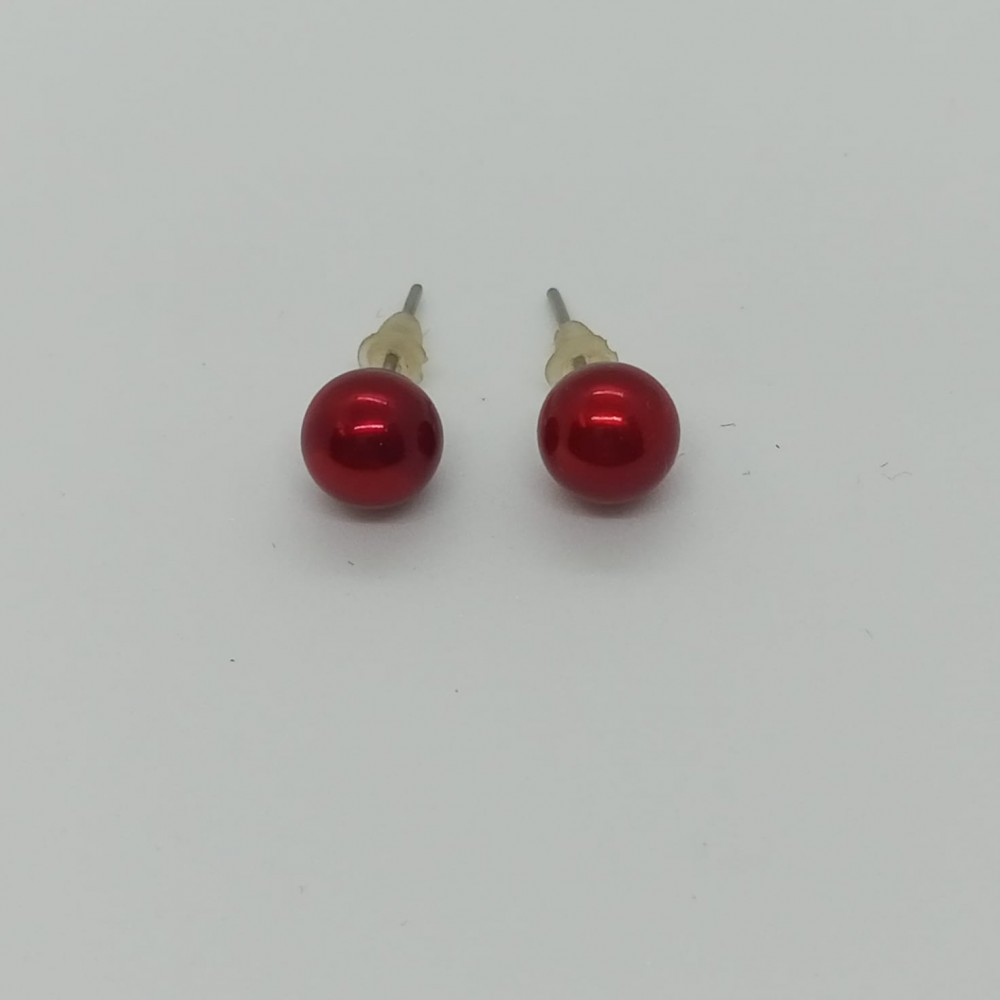 Pearl Earrings Red