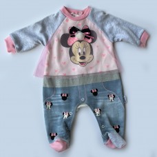 Disney Baby Newborn Girl Overall Pink- Minnie Mouse