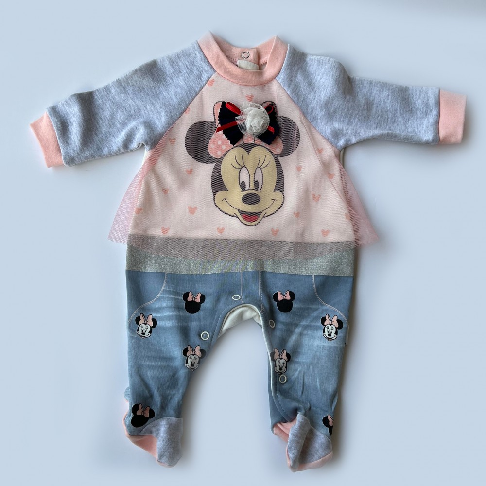 Disney Baby Newborn Girl Overall Beige - Minnie Mouse