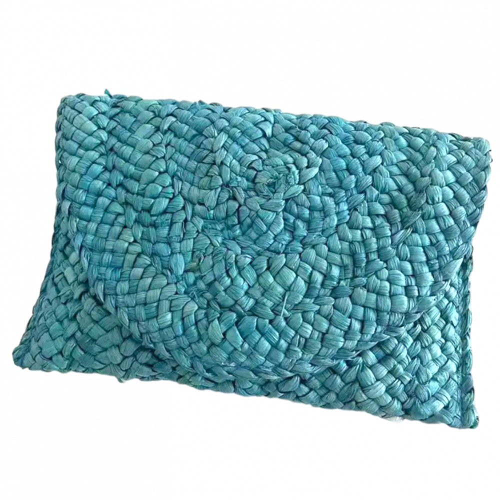 Women Clutch Straw Blue