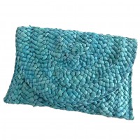 Women Clutch Straw Blue