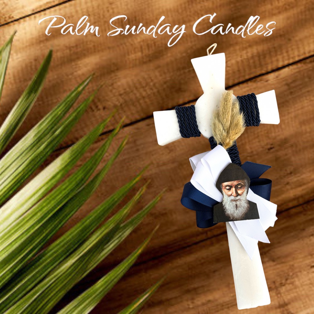 Palm Sunday Candle Cross Navy St. Charbel