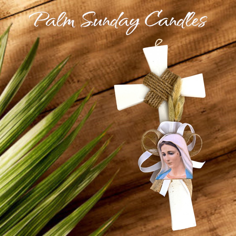 Palm Sunday Candle Cross Jute White