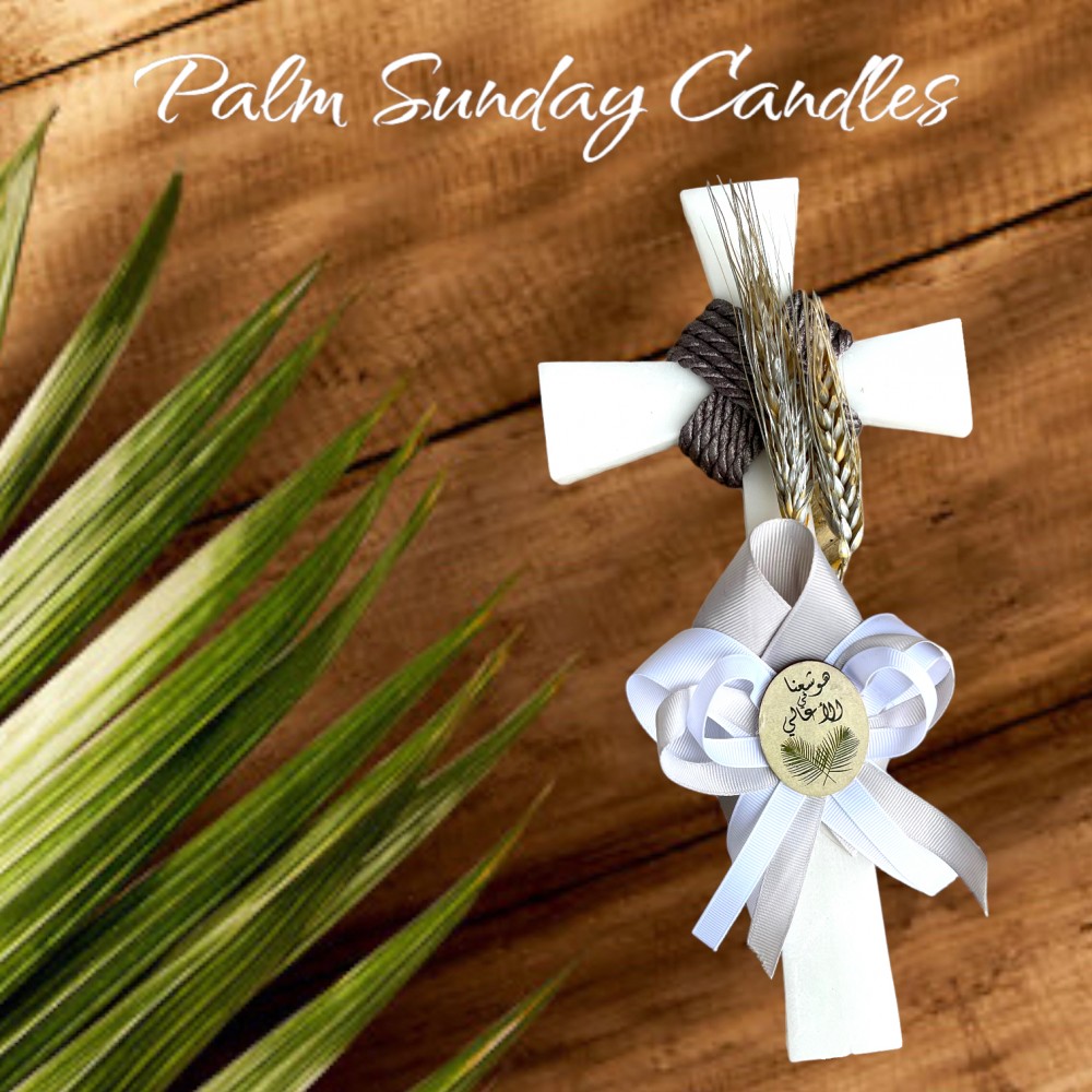 Palm Sunday Candle Cross Grey