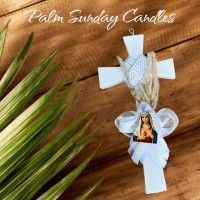 Palm Sunday Candle Cross White
