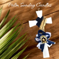 Palm Sunday Candle Cross Navy Jesus