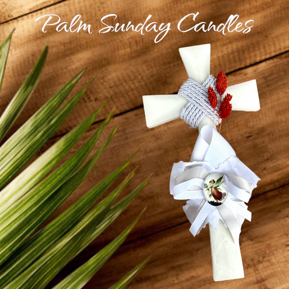 Palm Sunday Candle Cross White Angel