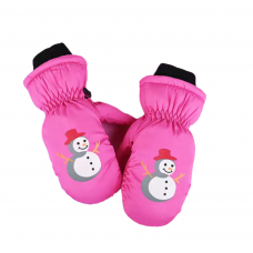 Snow Gloves Kids Snowman Pink