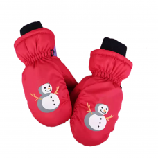 Snow Gloves Kids Snowman Red