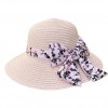 Beach Hat Flower Ribbon Offwhite