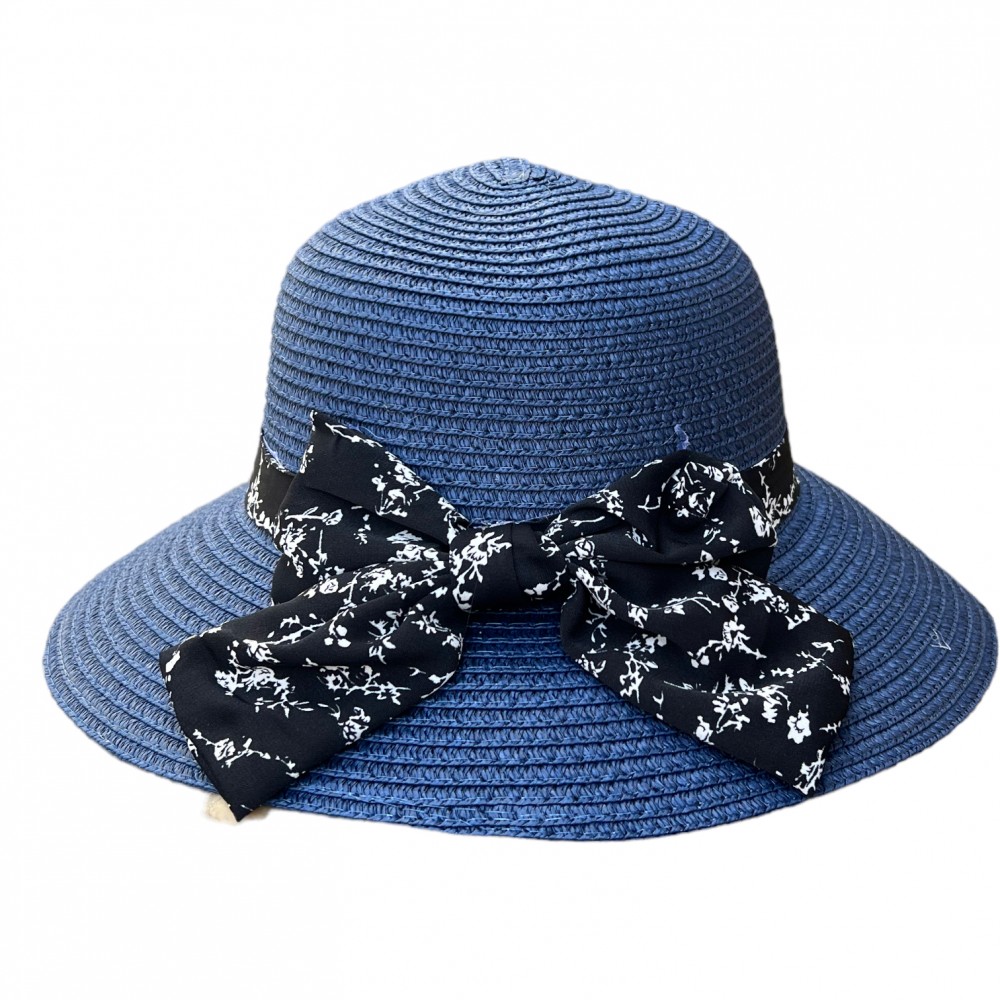 Beach Hat Flower Ribbon Navy