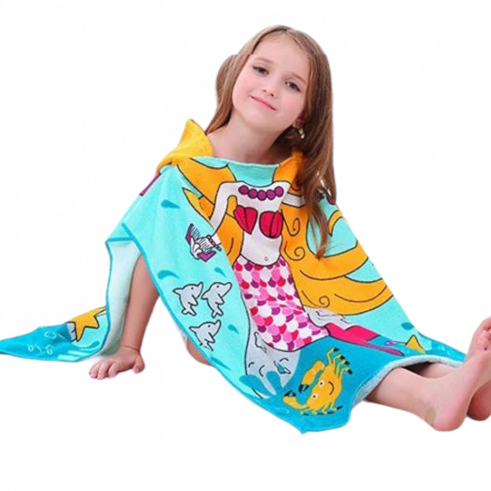 Kids Poncho Towel Sea