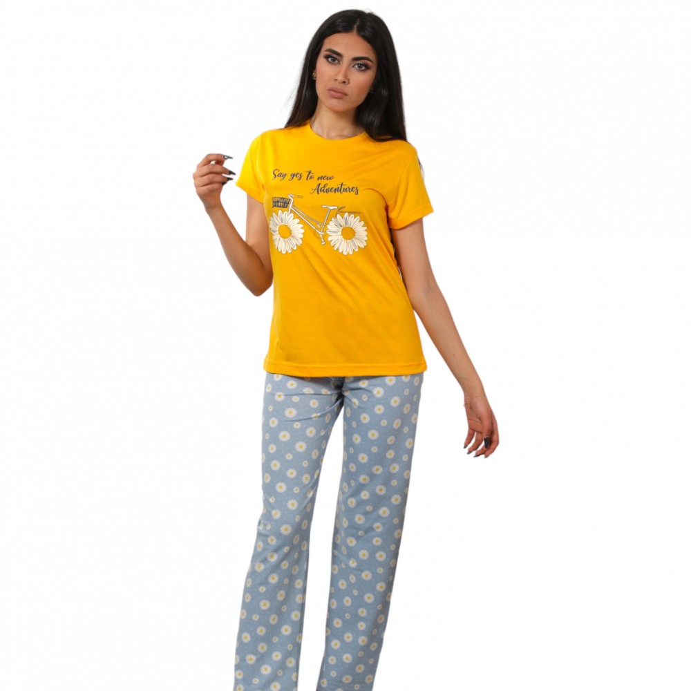 Woman Summer Pyjama Pants Daisy Yellow