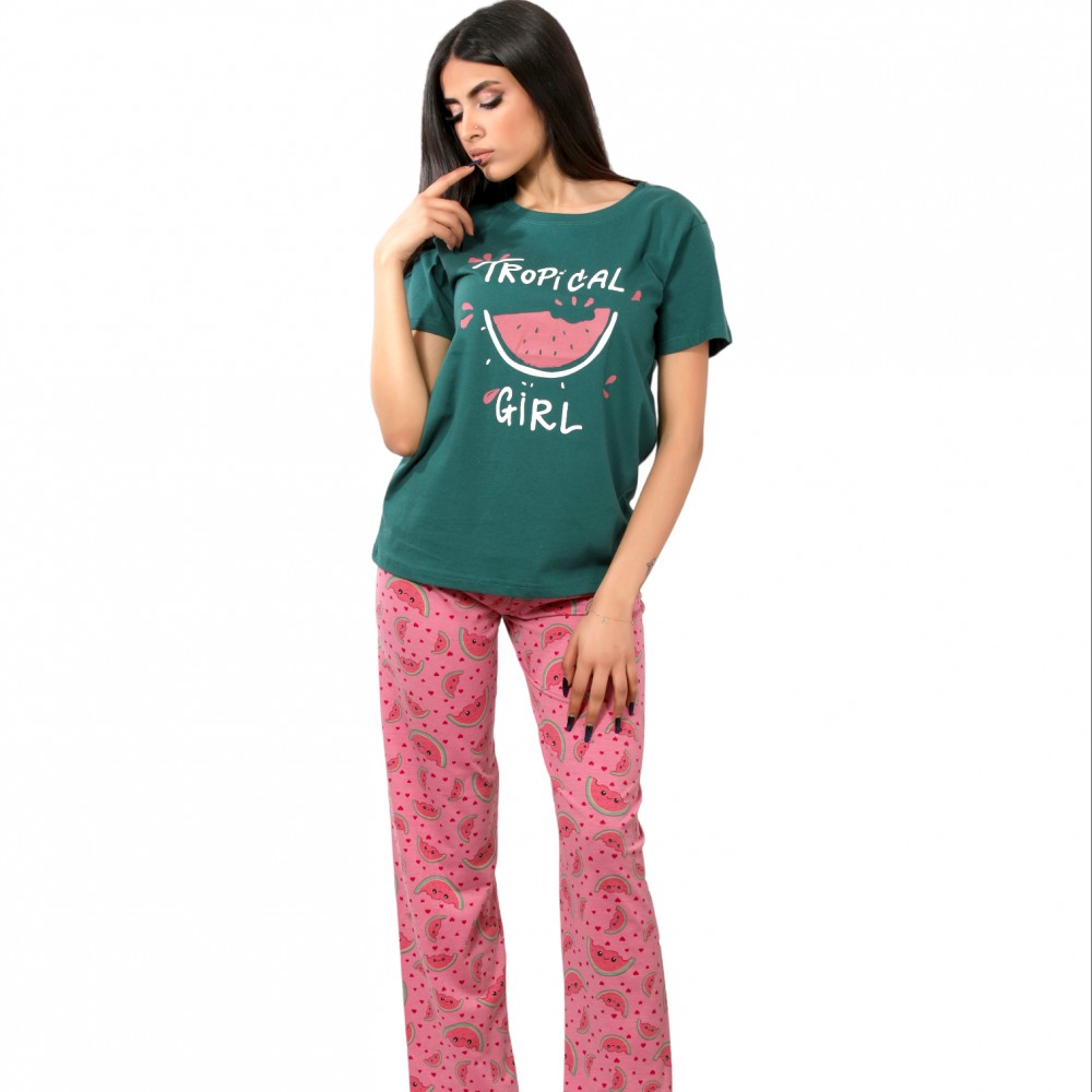Woman Summer Pyjama Pants Tropical Girl