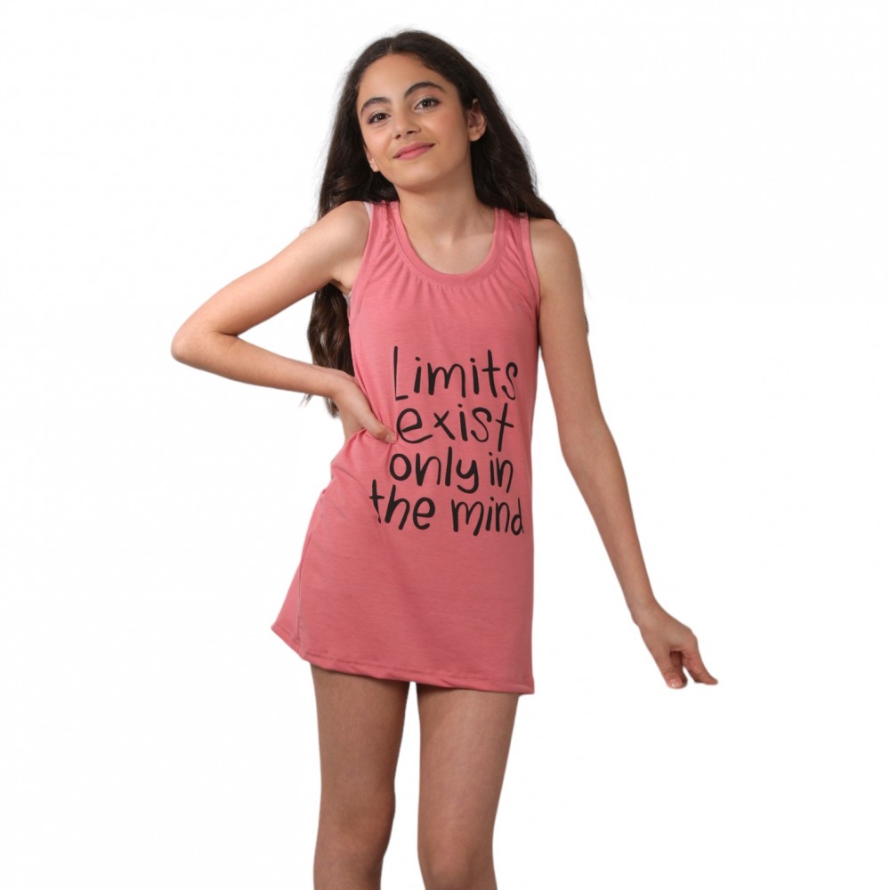 Girls Summer Pyjama Dress Limits Exist Only In The Mind - Coral
