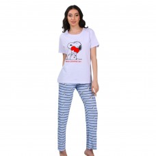 Woman Summer Pyjamas Pants Snoopy White
