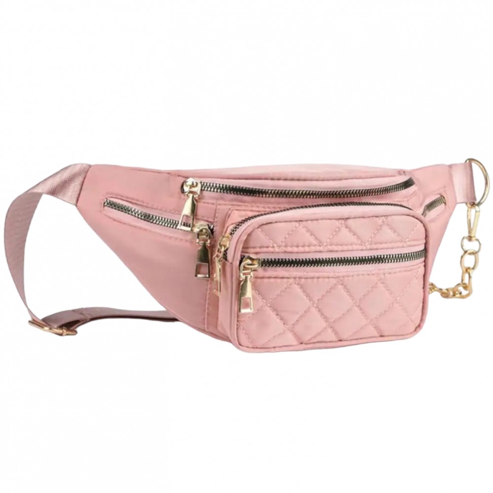 Women Waistbag Zippered Pink