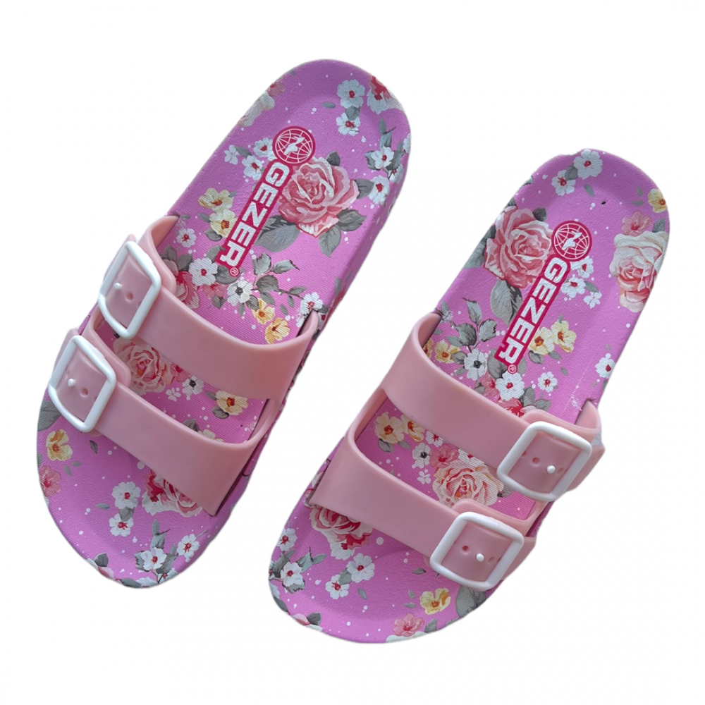 Woman Slippers Pink Flowers
