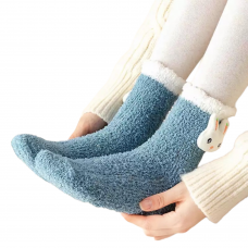 Winter Home Socks Bunny Blue