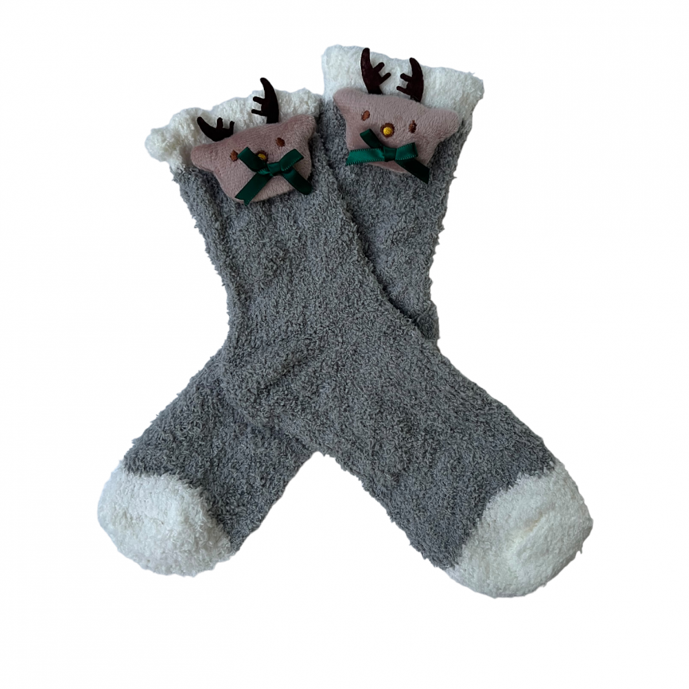 Winter Home Socks Reindeer Grey