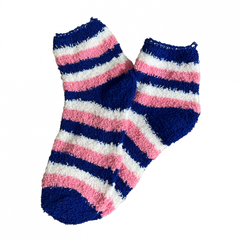 Winter Home Socks Strips Pink and Black