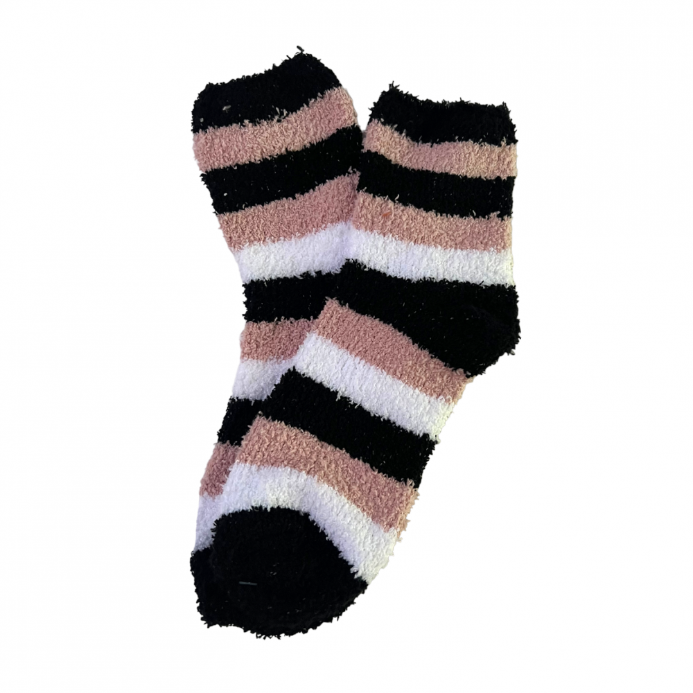 Winter Home Socks Strips Brown and Black
