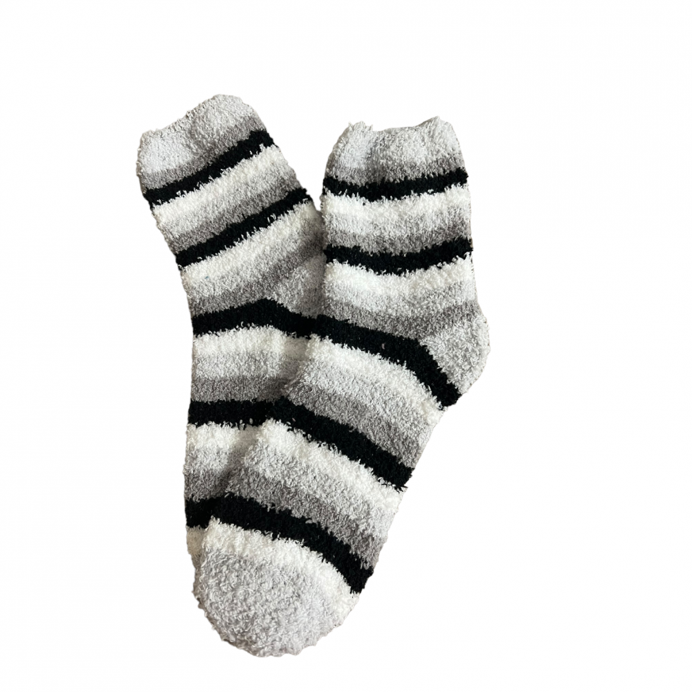 Winter Home Socks Strips Grey and Black