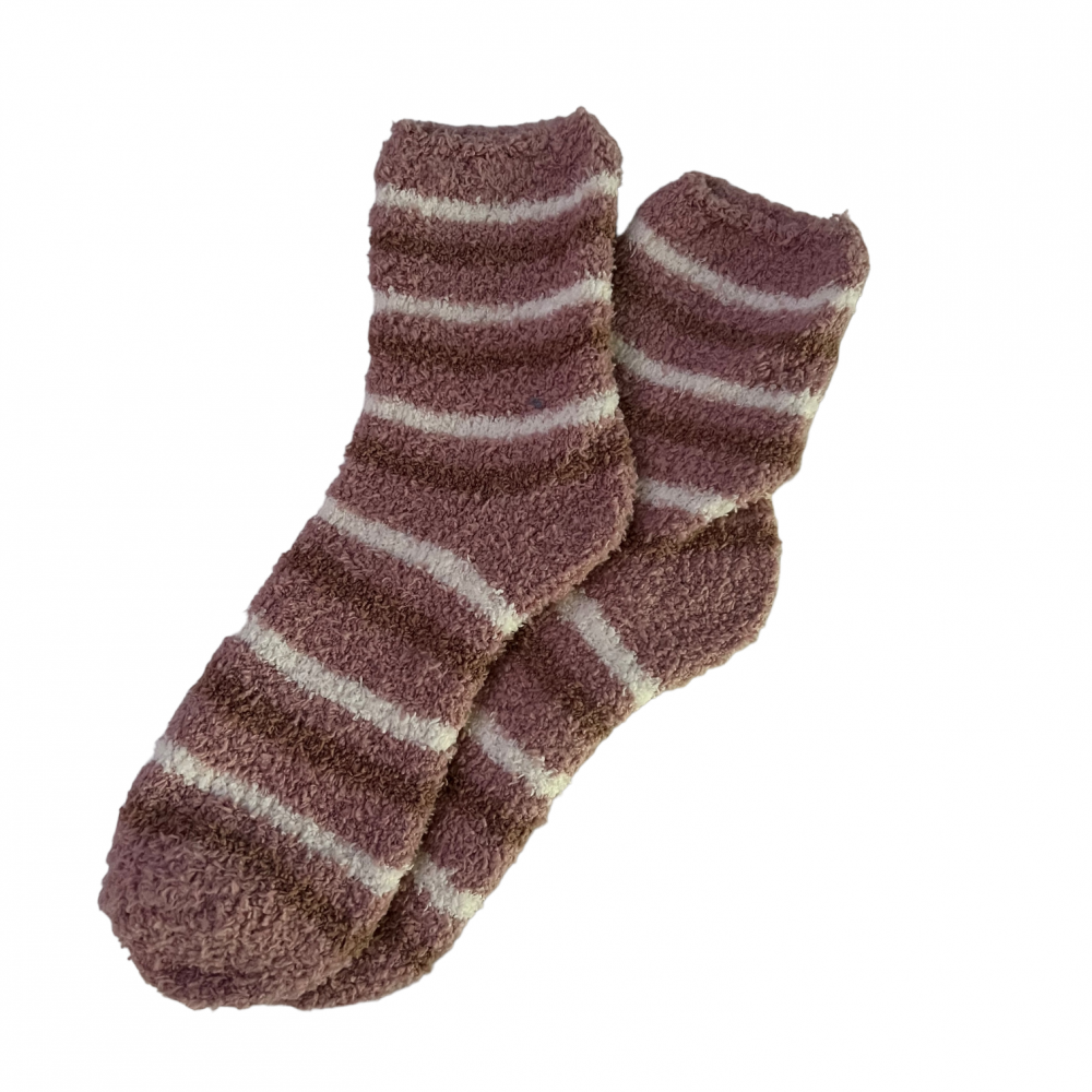 Winter Home Socks Strips Brown