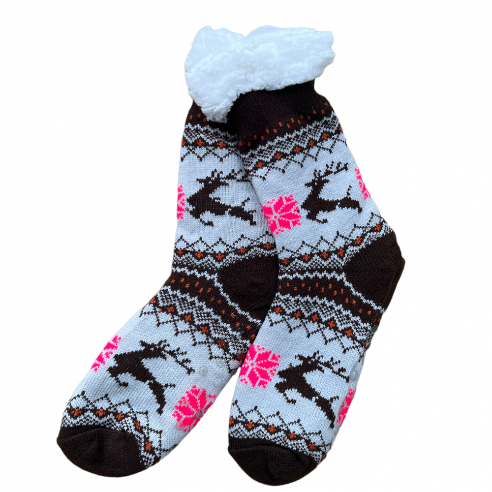 Women Winter Home Socks Reindeer Black