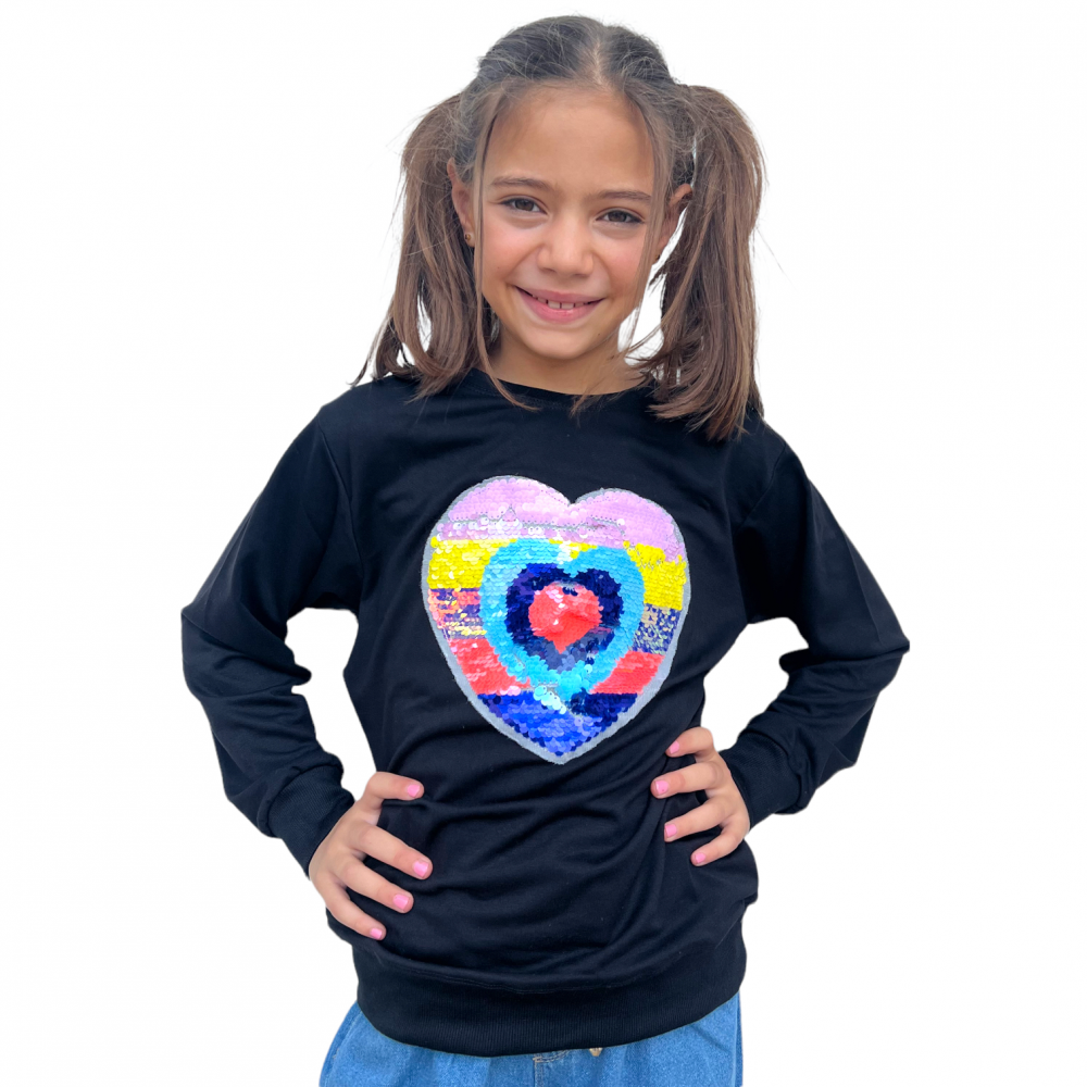 Sweatshirt Kids Heart Black