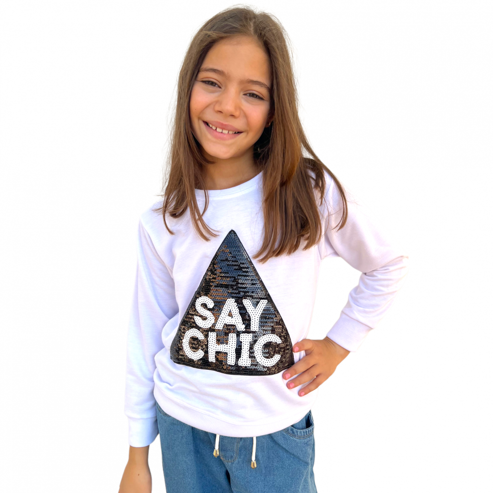 Sweatshirt Kids Say Chic White