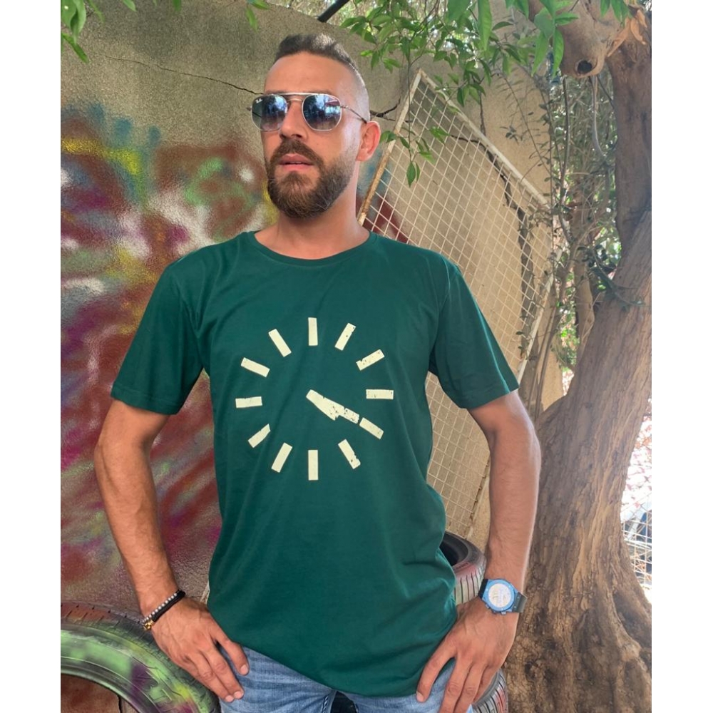 Men T-shirt Clock - Green