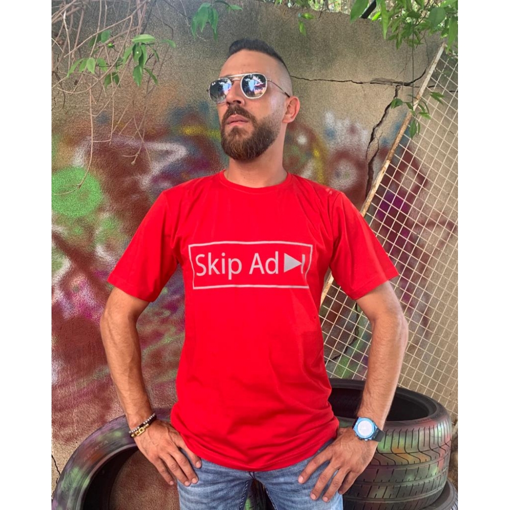 Men T-Shirt Skip Ad - Red