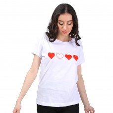 Woman T-Shirt Hearts White