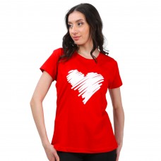 Woman T-Shirt Heart Red