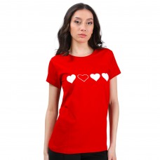 Woman T-Shirt Hearts Red