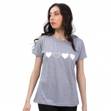 Woman T-Shirt Hearts Grey