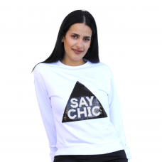 Sweatshirt Say Chic White