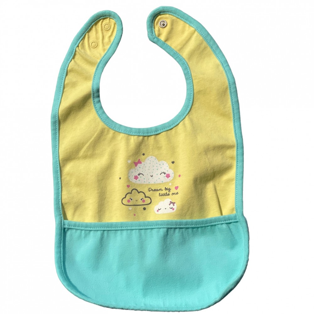 Bib for Baby- Dream big little one yellow and blue 