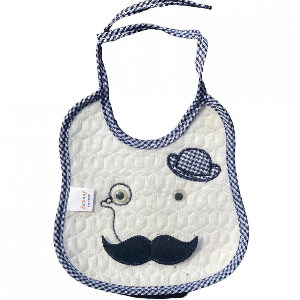 Bib for Baby- Moustache blue