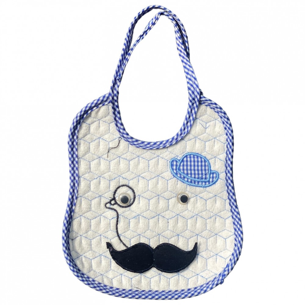 Bib for Baby- Moustache Bright blue