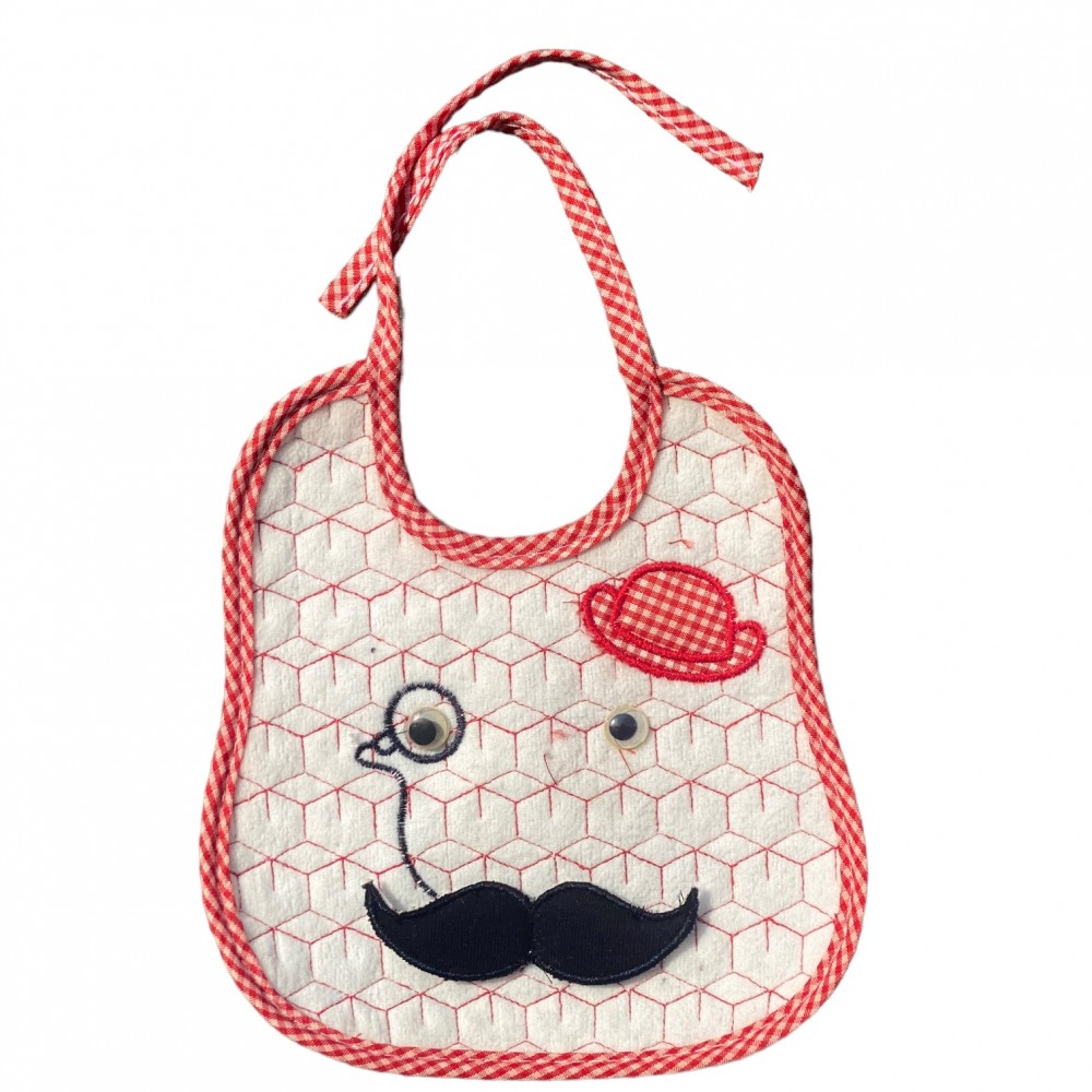 Bib for Baby- Moustache Red 