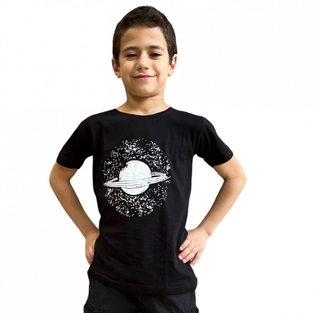 Kids T-Shirt Planet Black and White