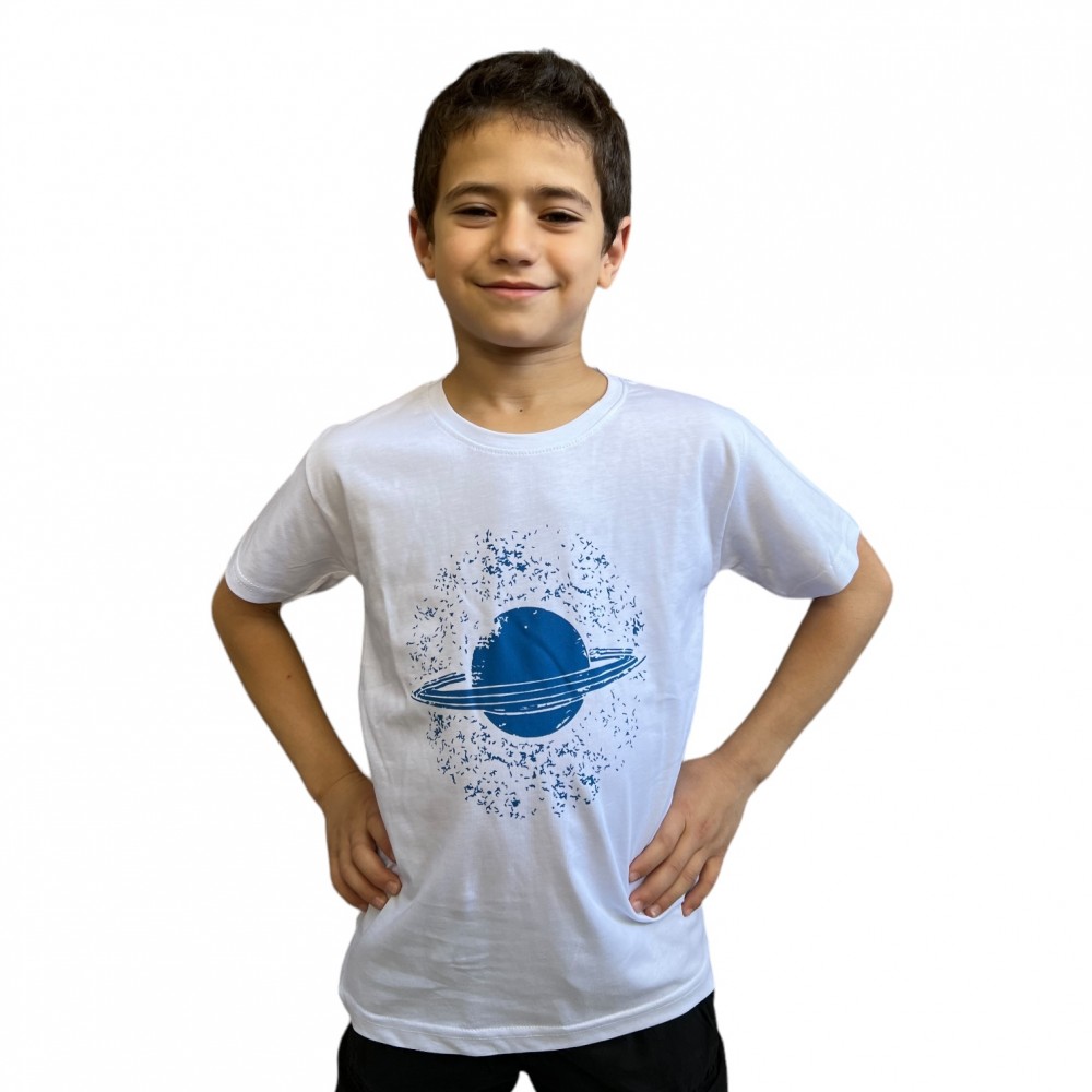 Kids T-Shirt Planet White and blue