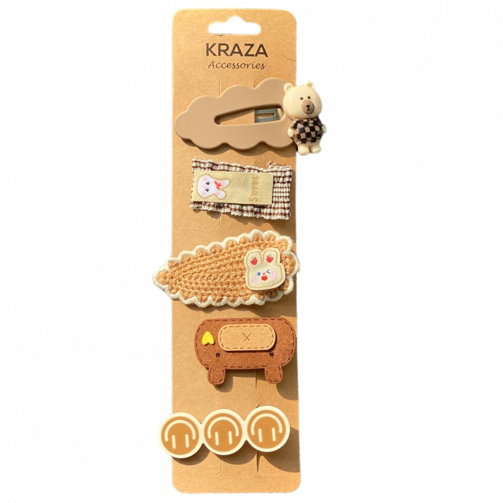 Girls Hair Clips bear brown